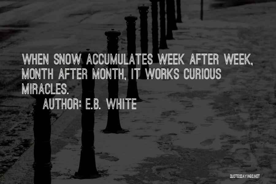 E.B. White Quotes: When Snow Accumulates Week After Week, Month After Month, It Works Curious Miracles.