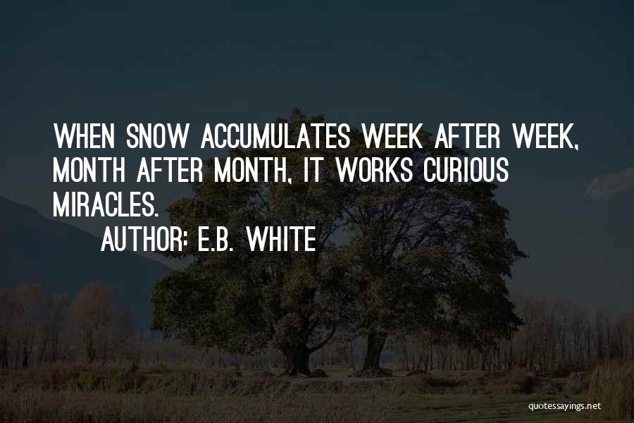 E.B. White Quotes: When Snow Accumulates Week After Week, Month After Month, It Works Curious Miracles.