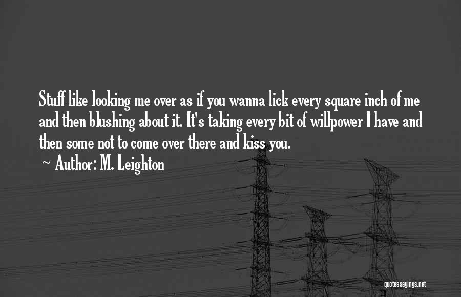 M. Leighton Quotes: Stuff Like Looking Me Over As If You Wanna Lick Every Square Inch Of Me And Then Blushing About It.