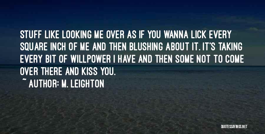 M. Leighton Quotes: Stuff Like Looking Me Over As If You Wanna Lick Every Square Inch Of Me And Then Blushing About It.