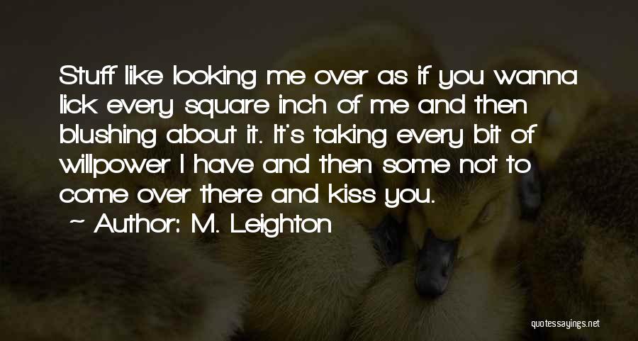 M. Leighton Quotes: Stuff Like Looking Me Over As If You Wanna Lick Every Square Inch Of Me And Then Blushing About It.