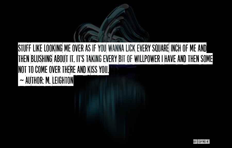 M. Leighton Quotes: Stuff Like Looking Me Over As If You Wanna Lick Every Square Inch Of Me And Then Blushing About It.