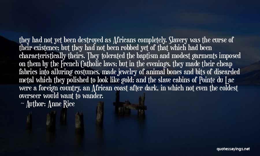 Anne Rice Quotes: They Had Not Yet Been Destroyed As Africans Completely. Slavery Was The Curse Of Their Existence; But They Had Not