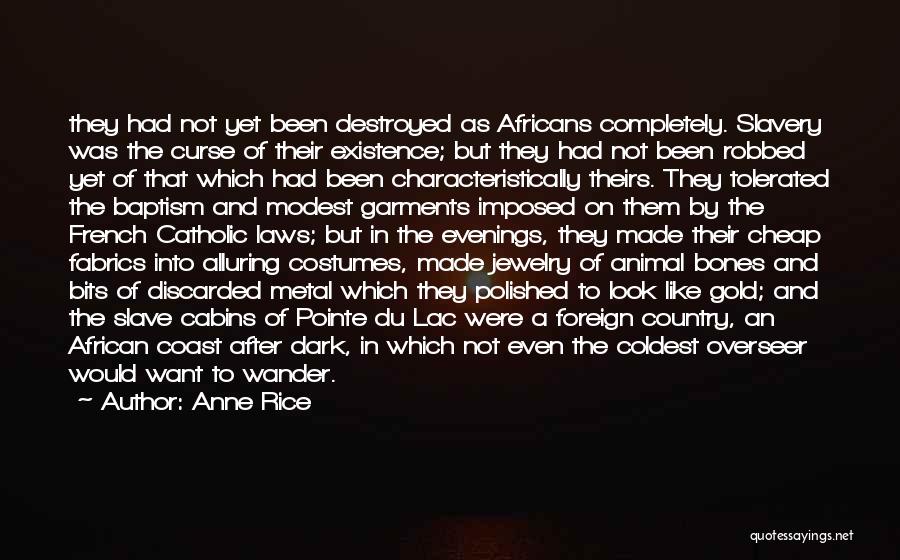 Anne Rice Quotes: They Had Not Yet Been Destroyed As Africans Completely. Slavery Was The Curse Of Their Existence; But They Had Not