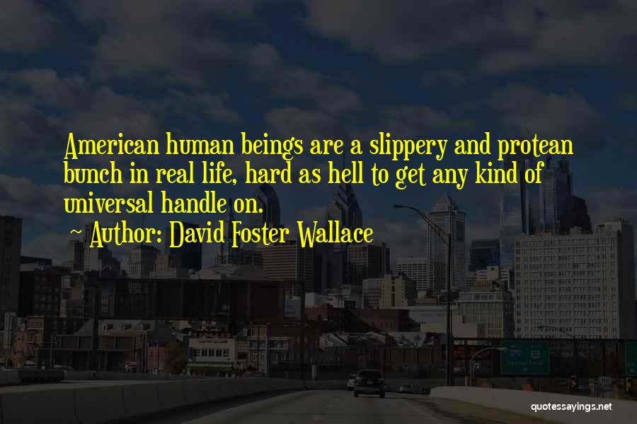 David Foster Wallace Quotes: American Human Beings Are A Slippery And Protean Bunch In Real Life, Hard As Hell To Get Any Kind Of