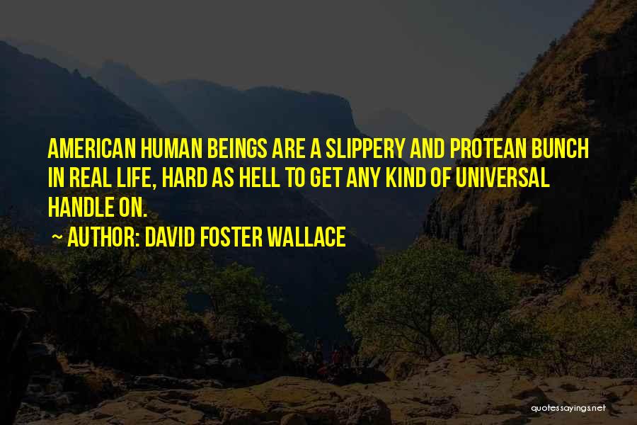 David Foster Wallace Quotes: American Human Beings Are A Slippery And Protean Bunch In Real Life, Hard As Hell To Get Any Kind Of