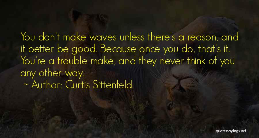 Curtis Sittenfeld Quotes: You Don't Make Waves Unless There's A Reason, And It Better Be Good. Because Once You Do, That's It. You're