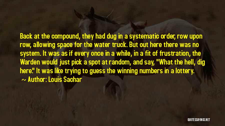 Louis Sachar Quotes: Back At The Compound, They Had Dug In A Systematic Order, Row Upon Row, Allowing Space For The Water Truck.