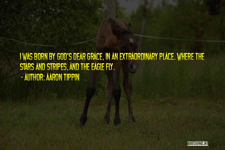 Aaron Tippin Quotes: I Was Born By God's Dear Grace, In An Extraordinary Place. Where The Stars And Stripes, And The Eagle Fly.