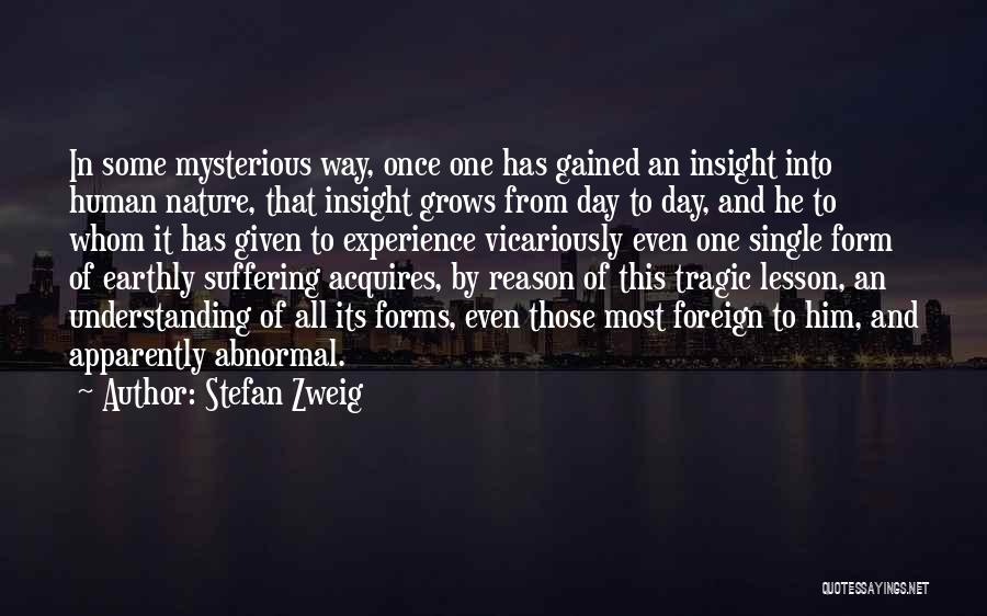 Stefan Zweig Quotes: In Some Mysterious Way, Once One Has Gained An Insight Into Human Nature, That Insight Grows From Day To Day,