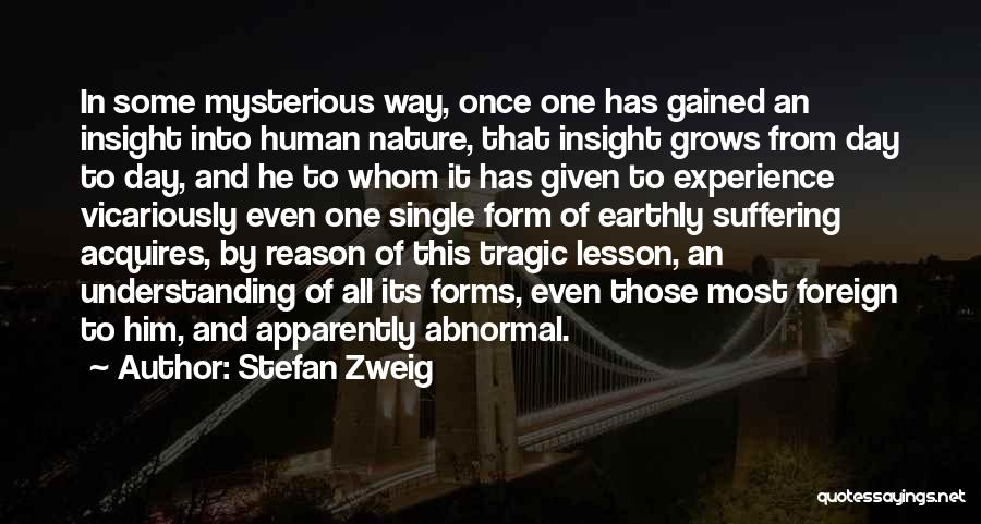 Stefan Zweig Quotes: In Some Mysterious Way, Once One Has Gained An Insight Into Human Nature, That Insight Grows From Day To Day,