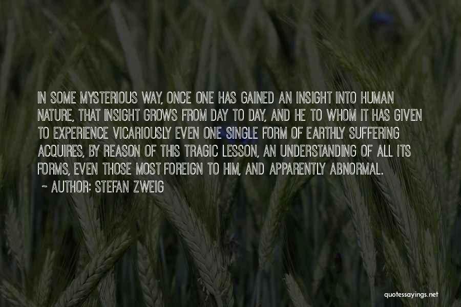 Stefan Zweig Quotes: In Some Mysterious Way, Once One Has Gained An Insight Into Human Nature, That Insight Grows From Day To Day,