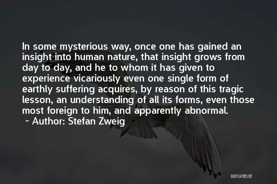 Stefan Zweig Quotes: In Some Mysterious Way, Once One Has Gained An Insight Into Human Nature, That Insight Grows From Day To Day,