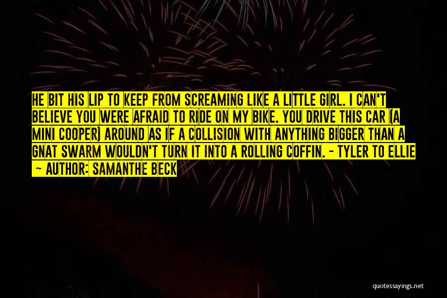 Samanthe Beck Quotes: He Bit His Lip To Keep From Screaming Like A Little Girl. I Can't Believe You Were Afraid To Ride