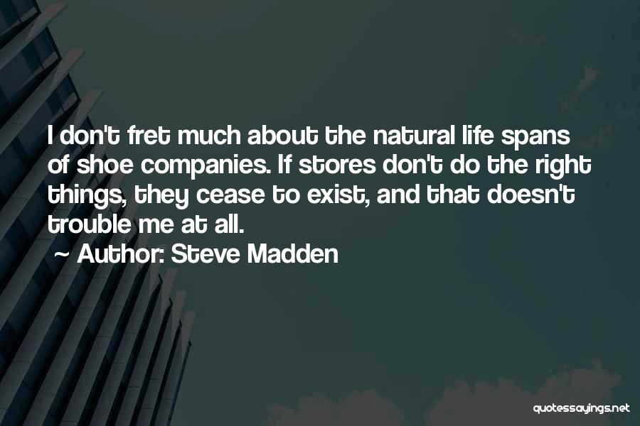 Steve Madden Quotes: I Don't Fret Much About The Natural Life Spans Of Shoe Companies. If Stores Don't Do The Right Things, They