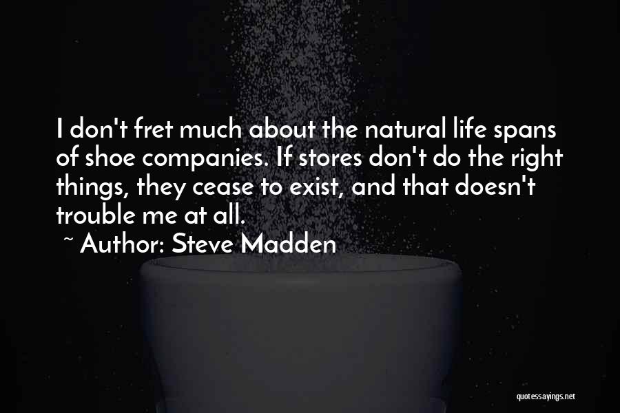 Steve Madden Quotes: I Don't Fret Much About The Natural Life Spans Of Shoe Companies. If Stores Don't Do The Right Things, They