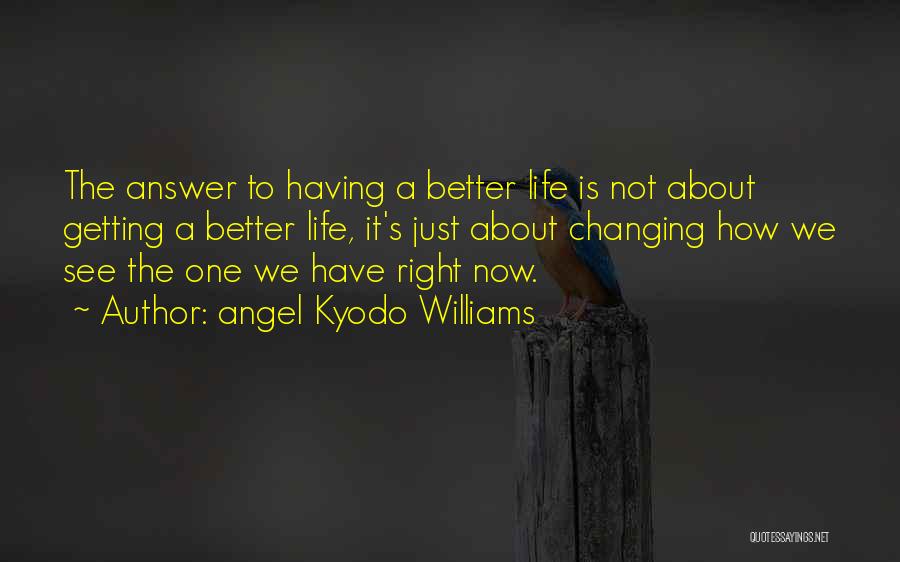 Angel Kyodo Williams Quotes: The Answer To Having A Better Life Is Not About Getting A Better Life, It's Just About Changing How We