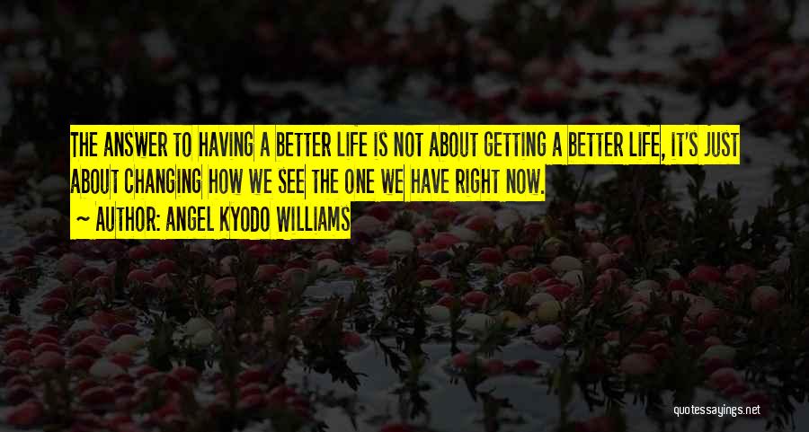 Angel Kyodo Williams Quotes: The Answer To Having A Better Life Is Not About Getting A Better Life, It's Just About Changing How We