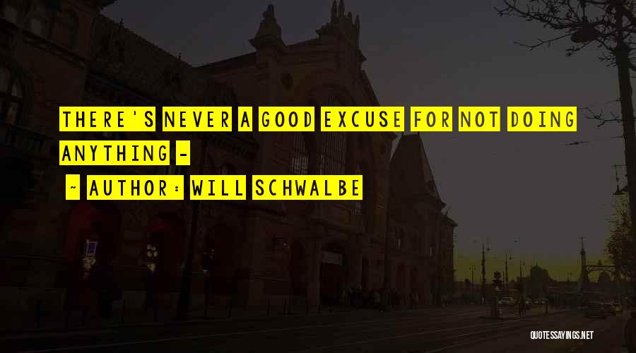 Will Schwalbe Quotes: There's Never A Good Excuse For Not Doing Anything -