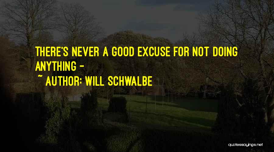 Will Schwalbe Quotes: There's Never A Good Excuse For Not Doing Anything -