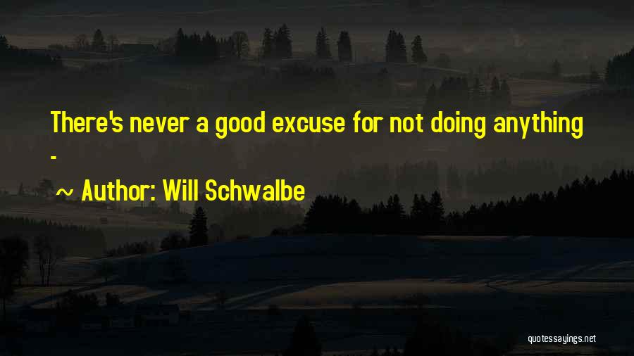 Will Schwalbe Quotes: There's Never A Good Excuse For Not Doing Anything -