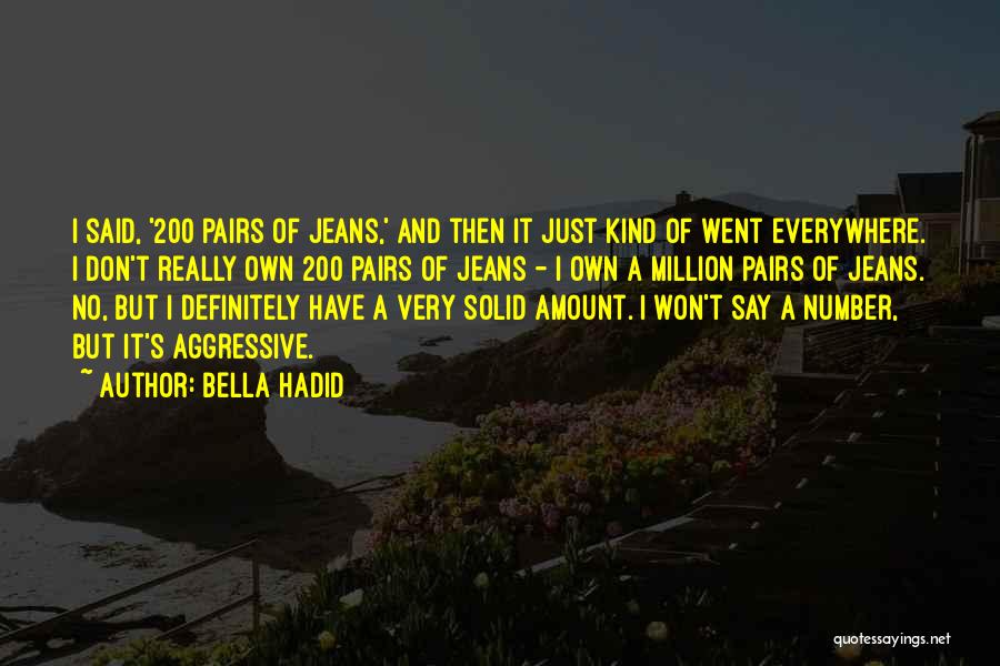 Bella Hadid Quotes: I Said, '200 Pairs Of Jeans,' And Then It Just Kind Of Went Everywhere. I Don't Really Own 200 Pairs