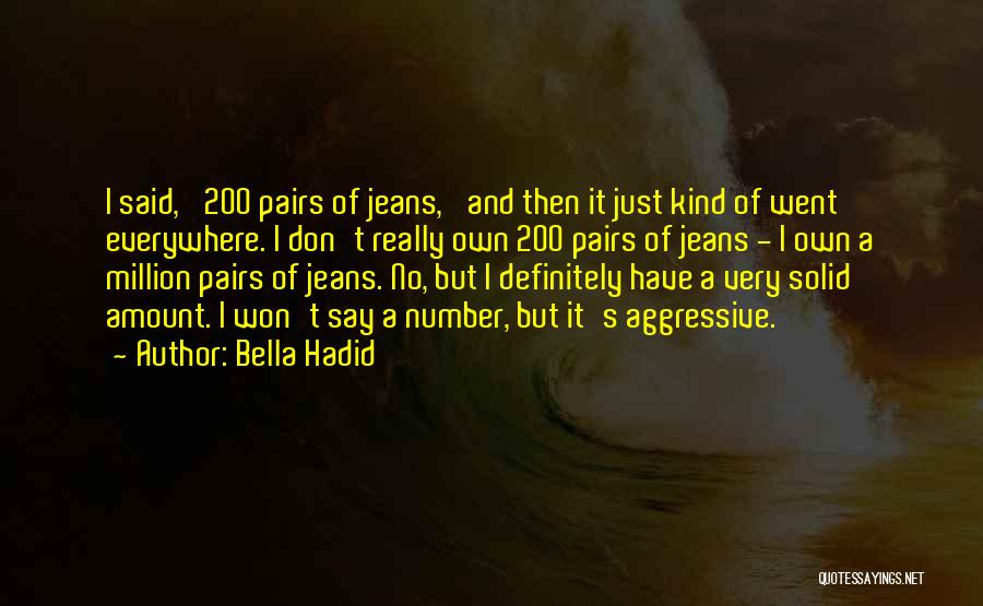 Bella Hadid Quotes: I Said, '200 Pairs Of Jeans,' And Then It Just Kind Of Went Everywhere. I Don't Really Own 200 Pairs