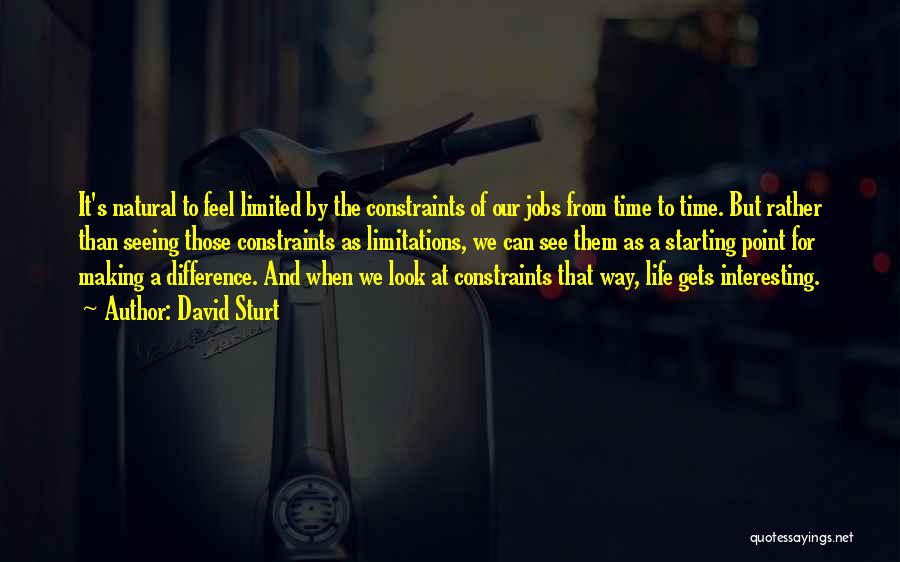 David Sturt Quotes: It's Natural To Feel Limited By The Constraints Of Our Jobs From Time To Time. But Rather Than Seeing Those