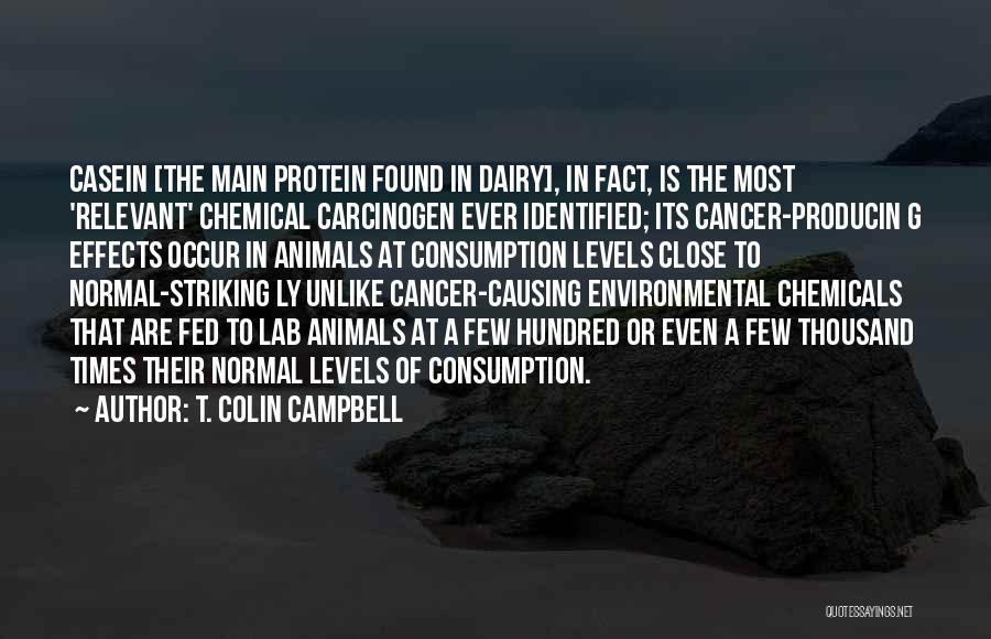 T. Colin Campbell Quotes: Casein [the Main Protein Found In Dairy], In Fact, Is The Most 'relevant' Chemical Carcinogen Ever Identified; Its Cancer-producin G