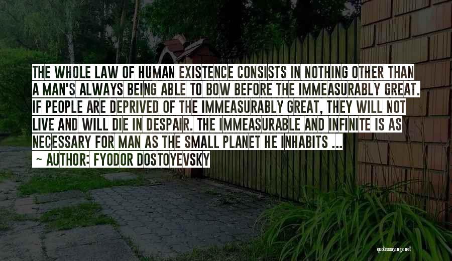 Fyodor Dostoyevsky Quotes: The Whole Law Of Human Existence Consists In Nothing Other Than A Man's Always Being Able To Bow Before The