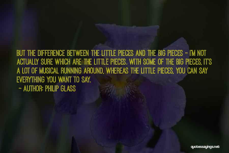 Philip Glass Quotes: But The Difference Between The Little Pieces And The Big Pieces - I'm Not Actually Sure Which Are The Little