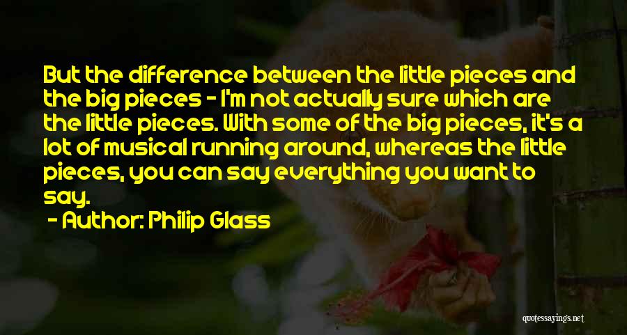 Philip Glass Quotes: But The Difference Between The Little Pieces And The Big Pieces - I'm Not Actually Sure Which Are The Little