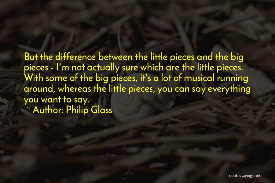 Philip Glass Quotes: But The Difference Between The Little Pieces And The Big Pieces - I'm Not Actually Sure Which Are The Little