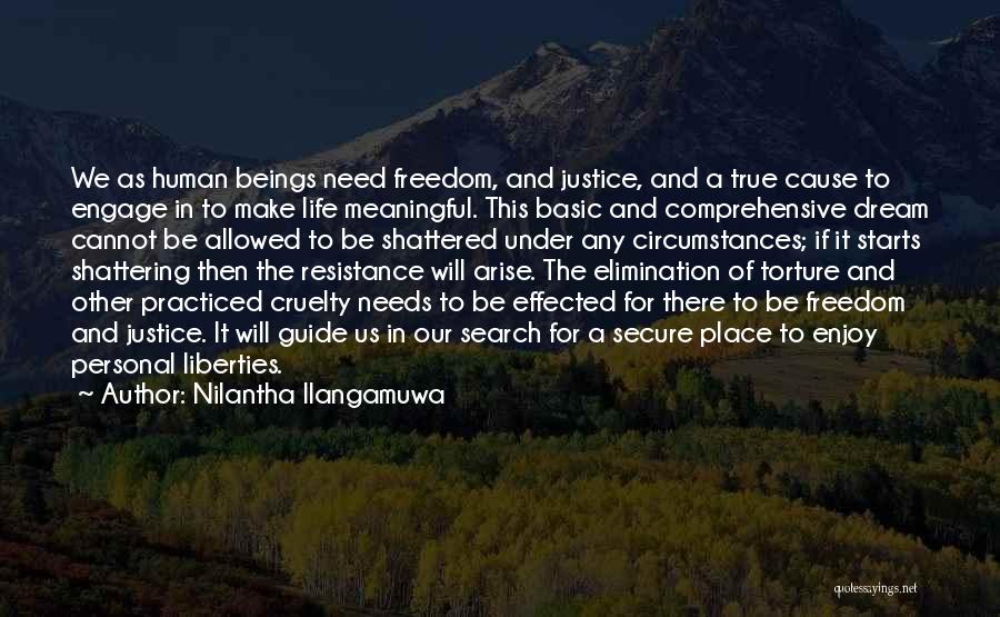Nilantha Ilangamuwa Quotes: We As Human Beings Need Freedom, And Justice, And A True Cause To Engage In To Make Life Meaningful. This