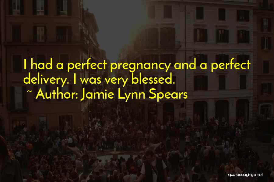 Jamie Lynn Spears Quotes: I Had A Perfect Pregnancy And A Perfect Delivery. I Was Very Blessed.
