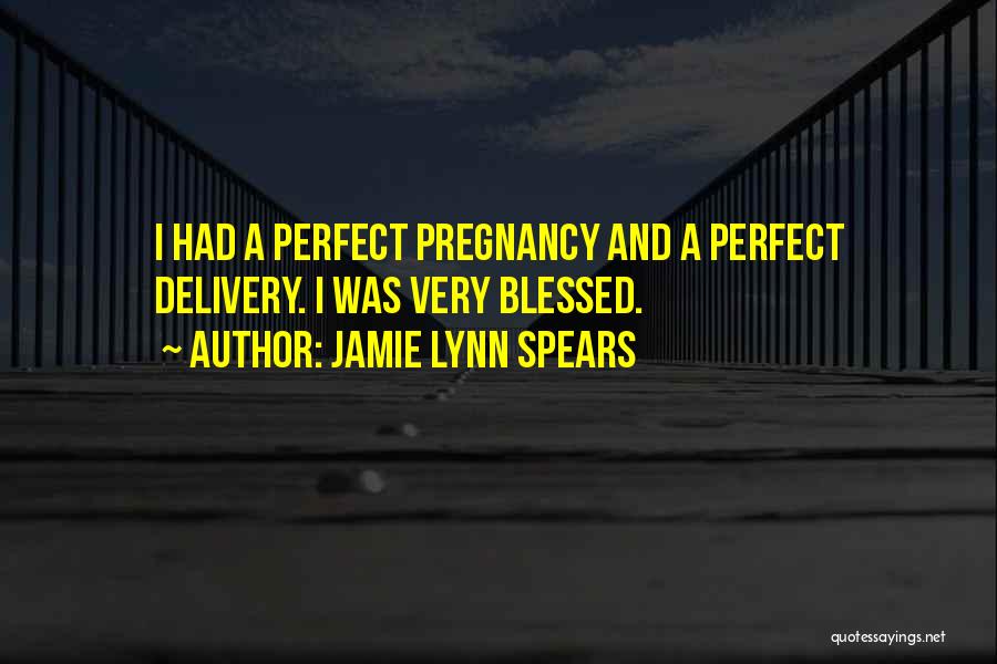 Jamie Lynn Spears Quotes: I Had A Perfect Pregnancy And A Perfect Delivery. I Was Very Blessed.