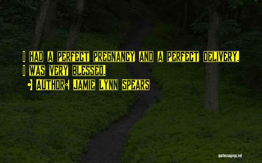 Jamie Lynn Spears Quotes: I Had A Perfect Pregnancy And A Perfect Delivery. I Was Very Blessed.