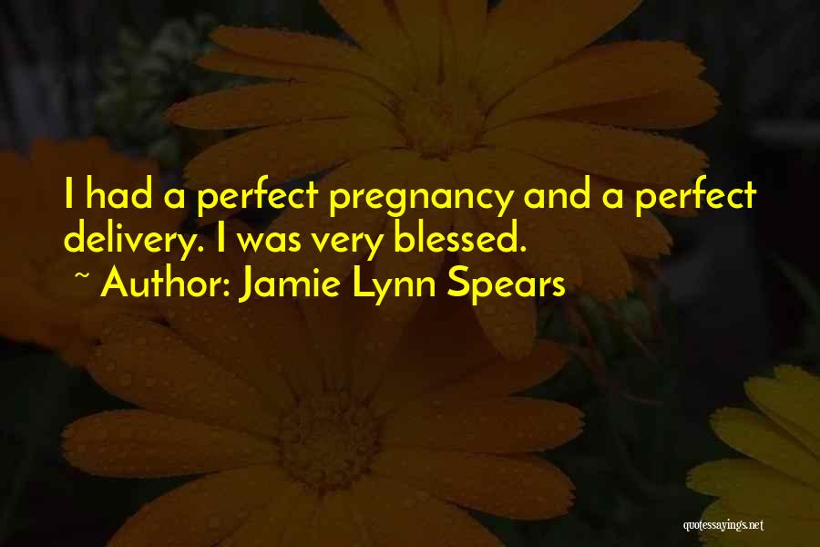 Jamie Lynn Spears Quotes: I Had A Perfect Pregnancy And A Perfect Delivery. I Was Very Blessed.