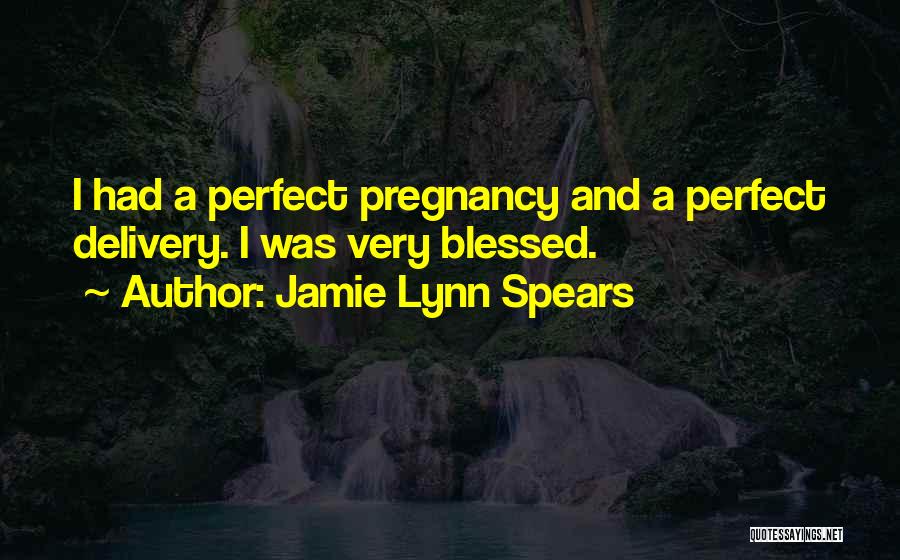 Jamie Lynn Spears Quotes: I Had A Perfect Pregnancy And A Perfect Delivery. I Was Very Blessed.