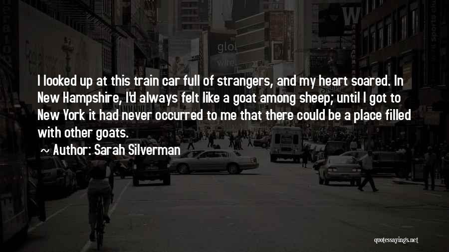 Sarah Silverman Quotes: I Looked Up At This Train Car Full Of Strangers, And My Heart Soared. In New Hampshire, I'd Always Felt