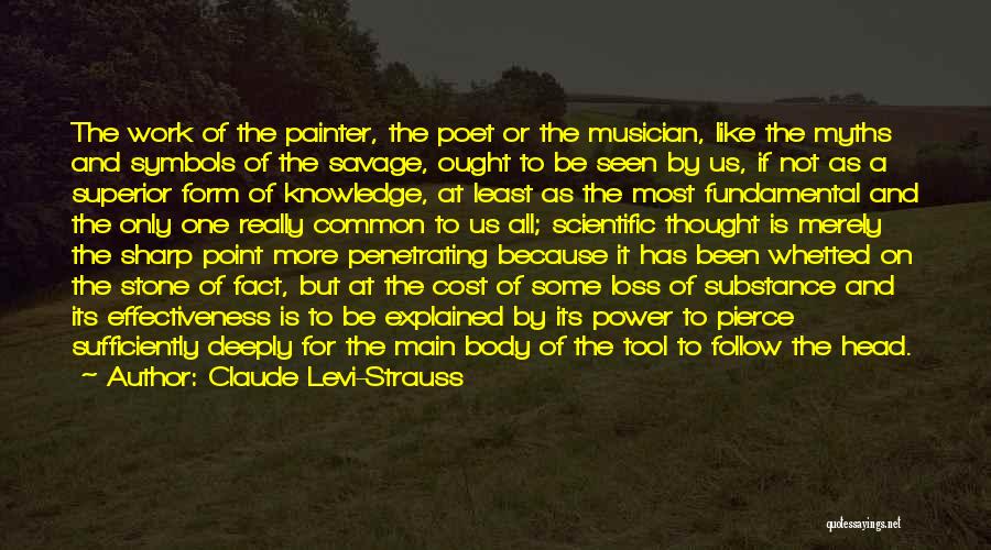 Claude Levi-Strauss Quotes: The Work Of The Painter, The Poet Or The Musician, Like The Myths And Symbols Of The Savage, Ought To