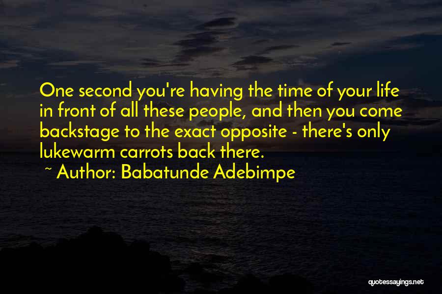 Babatunde Adebimpe Quotes: One Second You're Having The Time Of Your Life In Front Of All These People, And Then You Come Backstage