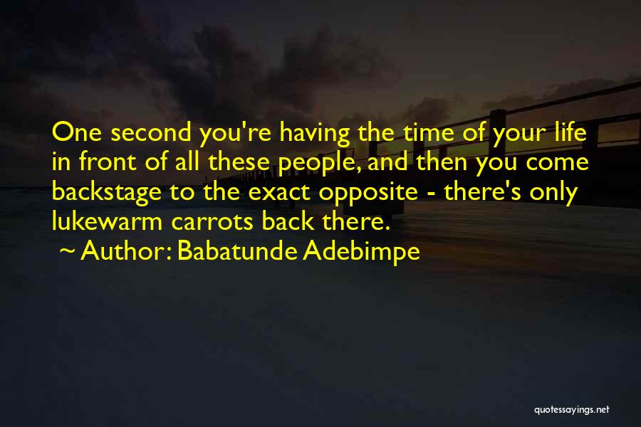 Babatunde Adebimpe Quotes: One Second You're Having The Time Of Your Life In Front Of All These People, And Then You Come Backstage