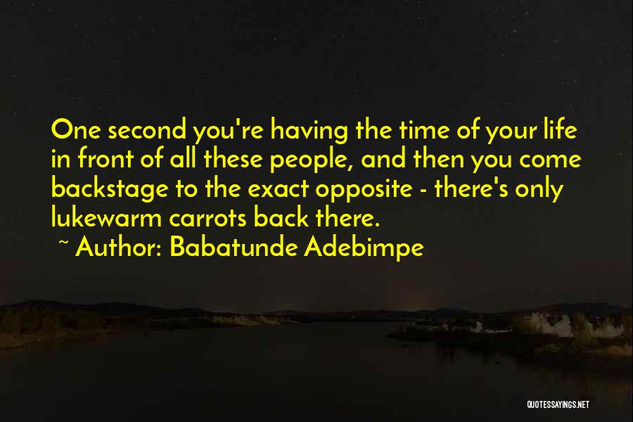 Babatunde Adebimpe Quotes: One Second You're Having The Time Of Your Life In Front Of All These People, And Then You Come Backstage