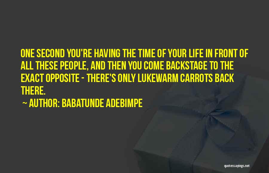 Babatunde Adebimpe Quotes: One Second You're Having The Time Of Your Life In Front Of All These People, And Then You Come Backstage