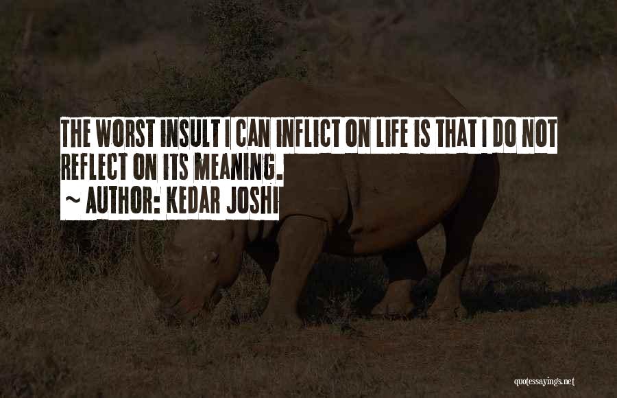 Kedar Joshi Quotes: The Worst Insult I Can Inflict On Life Is That I Do Not Reflect On Its Meaning.