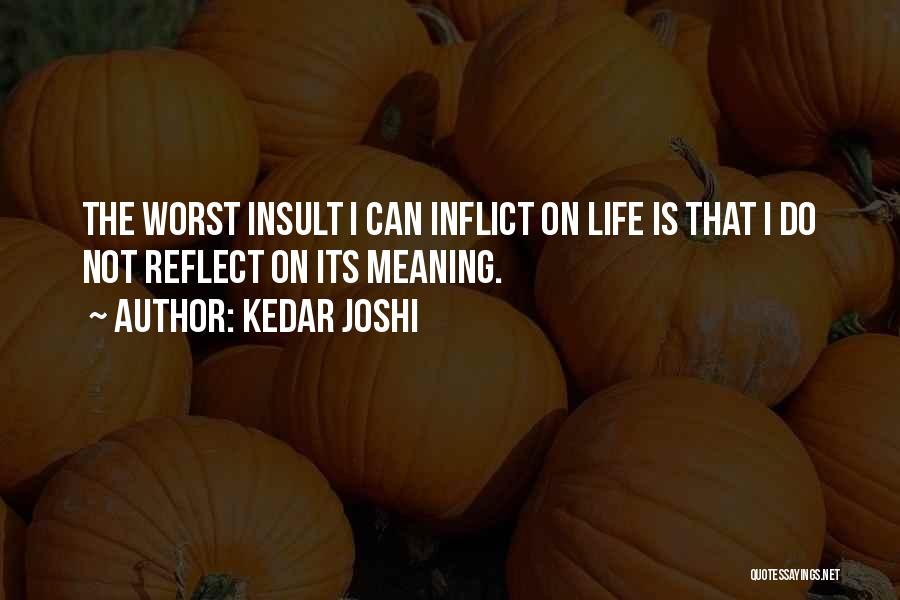 Kedar Joshi Quotes: The Worst Insult I Can Inflict On Life Is That I Do Not Reflect On Its Meaning.