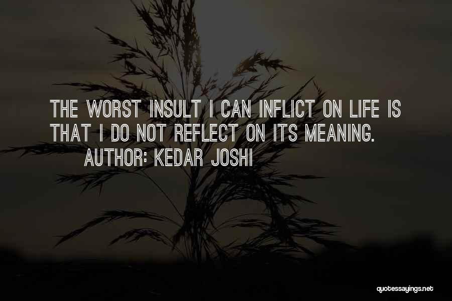 Kedar Joshi Quotes: The Worst Insult I Can Inflict On Life Is That I Do Not Reflect On Its Meaning.