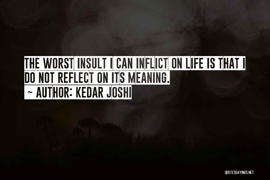 Kedar Joshi Quotes: The Worst Insult I Can Inflict On Life Is That I Do Not Reflect On Its Meaning.