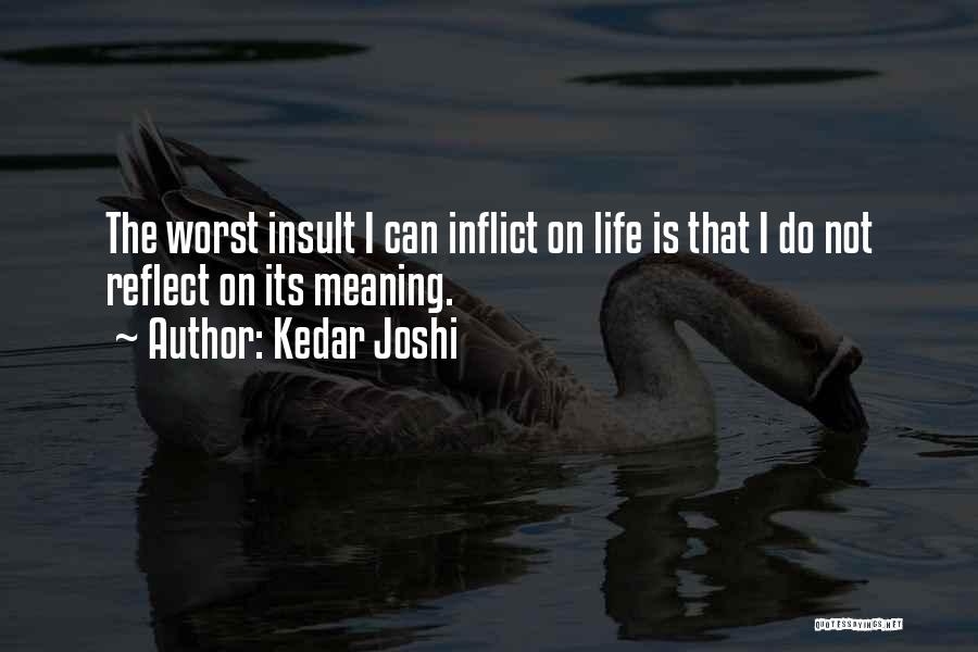 Kedar Joshi Quotes: The Worst Insult I Can Inflict On Life Is That I Do Not Reflect On Its Meaning.